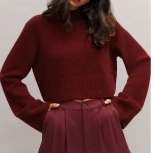 Reformation Garrett Cashmere Cropped Turtleneck Chianti - Size S